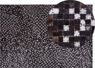 Beliani Alfombra De Piel Marr&oacute;n Y Plata 140 X 200 Cm Estilo R&uacute;stico Patchwork Akkese