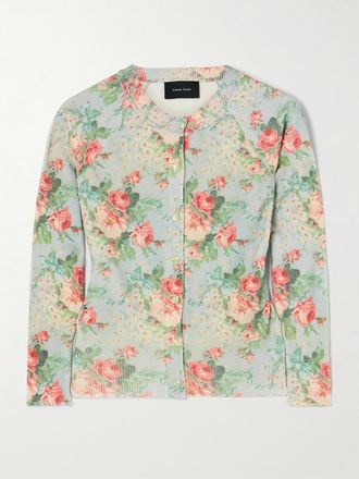 Simone Rocha Cardigan Cropped In Maglia Floreale - Multicolore