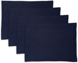 Solino Home Linen Placemats Set of 4, 14 x 19 Inch for Dining Table, Holiday and Everyday Table Decor - Sonoma in Indigo Navy at Nordstrom, Size