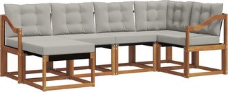 vidaXL Conjunto De Sof&aacute;s De Exterior 6 Uds. Gris Natural Y Claro Vidaxl
