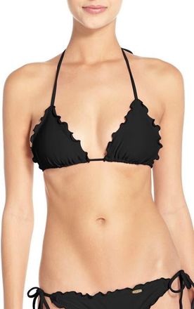 Luli Fama Wavy Bikini Top in Black at Nordstrom, Size X-Small