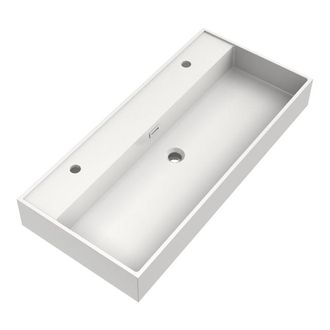 Marcel Breuer Gravity wastafel - 100x46x2cm - 1 wasbak - 2 kraangaten - mineraalmarmer - zijdeglans wit