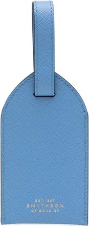 Smythson logo-stamp luggage tag - unisex - Calf Leather/Calf Leather - One Size - Blue