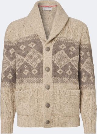Brunello Cucinelli Cardigan in lana, seta e cashmere jacquard