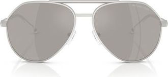 Michael Kors Brentwood 58mm Pilot Sunglasses in Matte Silver /Silver Mirror at Nordstrom