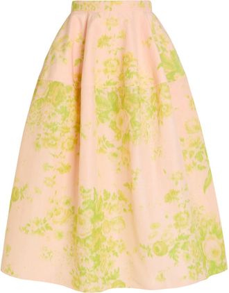 Erdem Floral-print Woven Midi Skirt - Light Pink - 10 (UK10 / S)