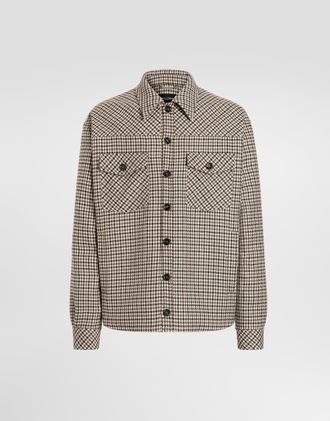 Dolce & Gabbana Quilted Houndstooth Wool Jacket - Man Coats And Jackets Multicolor 46