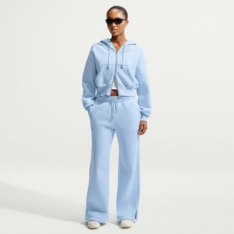 Nike Womens Nike Sportswear Phoenix Fleece High-Waisted Wide-Leg Pants in Blue | IH1011-407