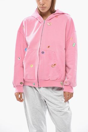 Balenciaga Felpa FRUITY in Cotone Garzato con Cappuccio e Chiusura Zip Balenciaga