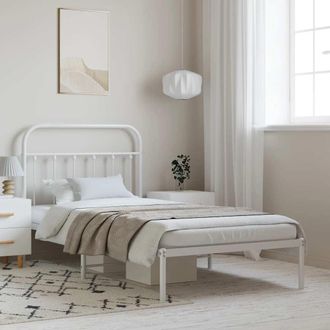 vidaXL Estructura Cama Sin Colch&oacute;n Con Cabecero Metal Blanco 100x190cm Vidaxl