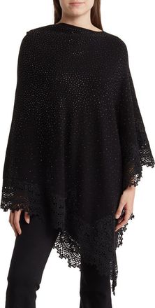 La Fiorentina Lace Trim Poncho in Black at Nordstrom Rack