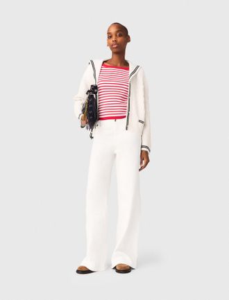 Maje Cable-knit Boat Neck Cardigan - Off White - Maje