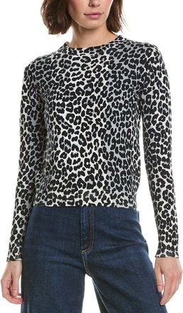 Brodie Leopard Crewneck Cashmere-Blend Sweater