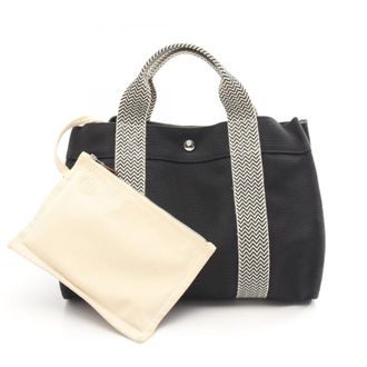 Herm&egrave;s Black Ivory Canvas Handbag Tote Bag (Pre-Owned)