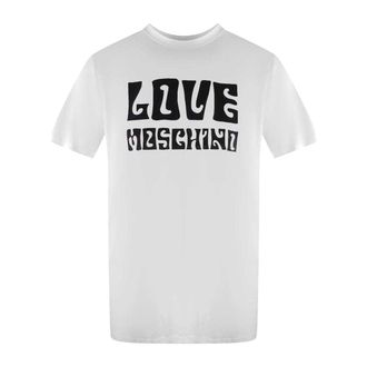 Love Moschino Heren Logo Premium Katoenen T-Shirt (Wit)