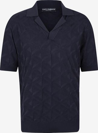 Dolce & Gabbana Kurzarm-Polohemd im Jacquard-Strick aus Seide