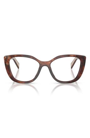 Prada 51mm Cat Eye Optical Glasses in Caramel at Nordstrom