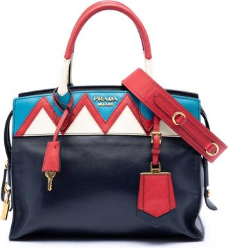 Prada Pre-owned Prada Medium Saffiano Trimmed City Calf Greca Esplanade Satchel Ladies P1S5NRSOKV9L2B2M