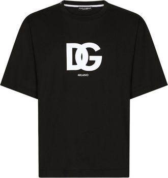 Dolce & Gabbana Mens DG Milano Logo Print T-shirt in Black Cotton - Size Large