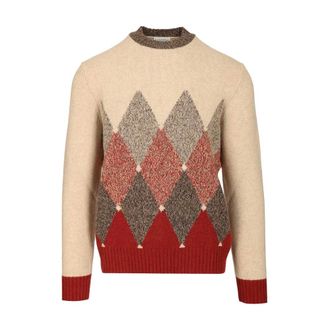 Ballantyne Diamond Mouline Wool Jumper - male - Ballantyne - Round-neck Knitwear - Multicolor - 2XL - Knitwear