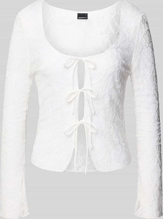 Gina Tricot Langarmbluse mit Schnürverschluss in Offwhite, Größe XL