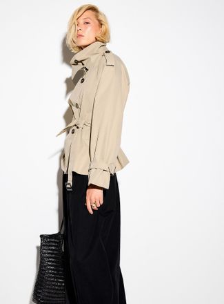 Icone Womens Cropped belted trench coat
