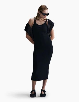 Nike Womens Chill Knit Fitted Scoop Neck Sleeveless Bodycon Dress - Black - Size: 10