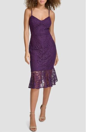Siena Studio Floral Lace Midi Dress In Plum