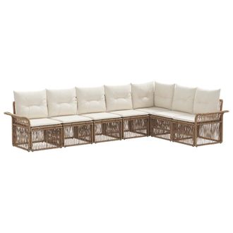 vidaXL Conjunto De Sof&aacute;s De Jard&iacute;n 7 Pcs Beige Rat&aacute;n Sint&eacute;tico Vidaxl