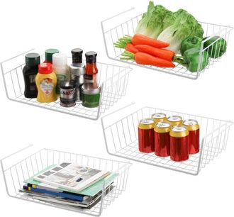 OEM Cestas Colgantes Deslizantes Para Debajo De Estantes - Juego De 4 En Acero Lacado Para Cocina, Oficina Y Biblioteca - Ulisem