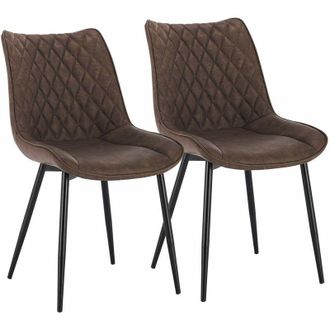 Woltu Set 2 Sedie da Pranzo senza Braccioli in Legno e Ecopelle Vari Colori Marrone - Woltu