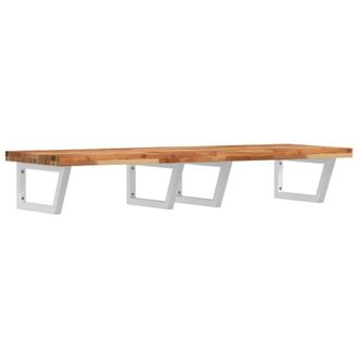 Berkfield Home Basin Shelf Wall Mounted Steel & Solid Wood Acacia in Brown
