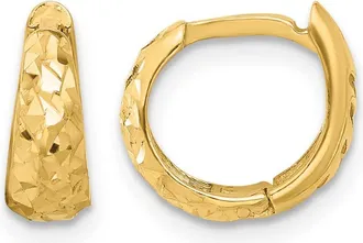 Diamond2Deal 14K Yellow Gold Polished and Diamond-cut Huggie Hoop Earring