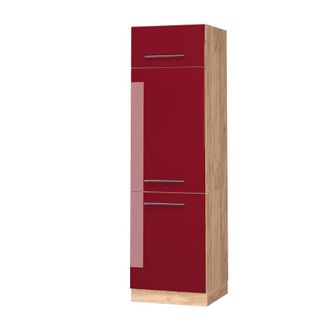 Vicco Armario Para Frigor&iacute;fico Empotrado Fame-line, Rojo Burdeos Alto Brillo, 60 Cm, Vicco