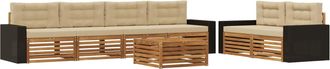 vidaXL Conjunto De Sof&aacute;s De Exterior 7 Uds. Natural Y Beige Poli&eacute;ster Vidaxl