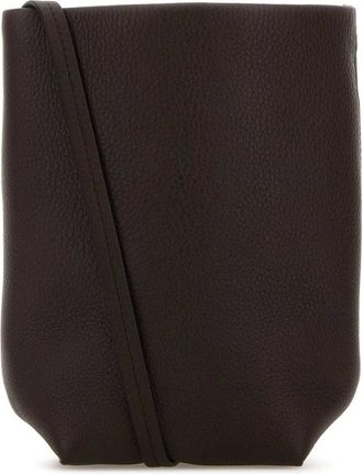The Row Dark Brown Leather N/S Park Crossbody Bag