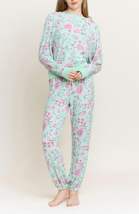 Honeydew Intimates Star Seeker Brushed Jersey Pajamas in Soft Mint Floral at Nordstrom, Size X-Small