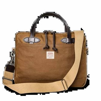Filson Tin Cloth Compact Briefcase In Dark Tan