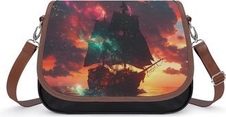 Generic Pirates1 Ship Ocean Fantasy Fashion Womens Crossbody Bags Novelty Handbag Shoulder Bag Purse