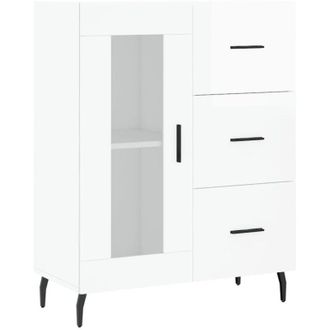 vidaXL Credenza 69,5x34x90 cm in Legno Multistrato Bianco Lucido - Vidaxl