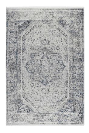 Wecon Home Alfombra tejida vintage gris, azul y beige con flecos 230x160