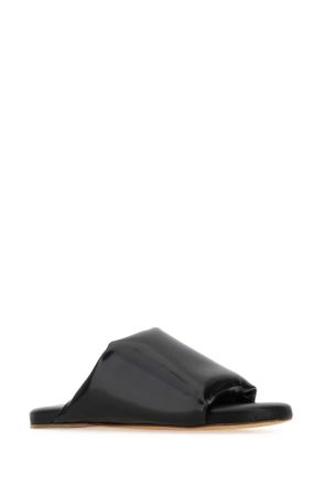 Bottega Veneta Womens Black Nappa Leather Cushion Sandals 1000 Slippers Flat Shoes