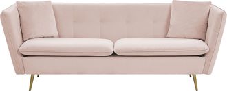 Beliani Beliani - Sof&aacute; 3 Plazas Con Acolchado De Botones Decorativo En Tela De Terciopelo Rosa Con Mechones Frederica