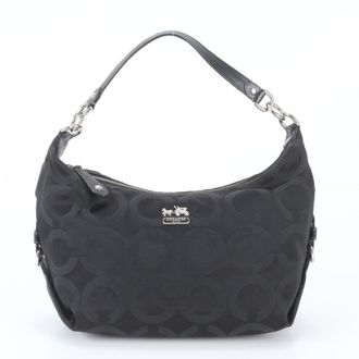 Coach Black Leather Nylon Handbag Shoulder Bag Tote Bag (Pre-Owned)