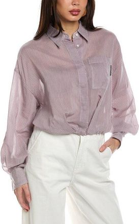 Brunello Cucinelli Light Purple Silk Cotton Shirt, Size X-Large