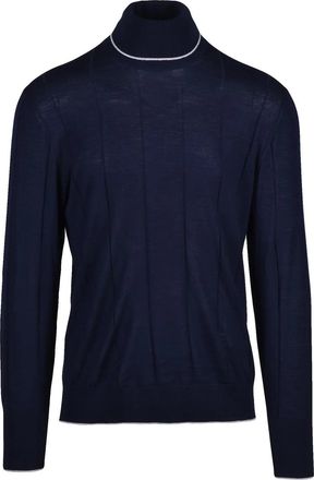 Eleventy Wool Under Jacket Sweater with Vertical Ribbed Detailing