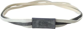 Costume National Womens White Velvet Square Logo Design Waist Belt Leather