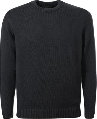 Zanone Sweaters Blue - Heren - Ronde hals truien - Blauw - 2XL - Wol - Truien & Vesten