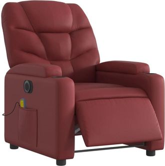 vidaXL Poltrona Massaggiante Reclinabile Rosso Vino in Similpelle - Vidaxl