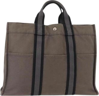 Herm&egrave;s Pre-owned Tote Bags, female, Gray, Size: ONE SIZE Pre-owned Vintage Canvas Tote Bag